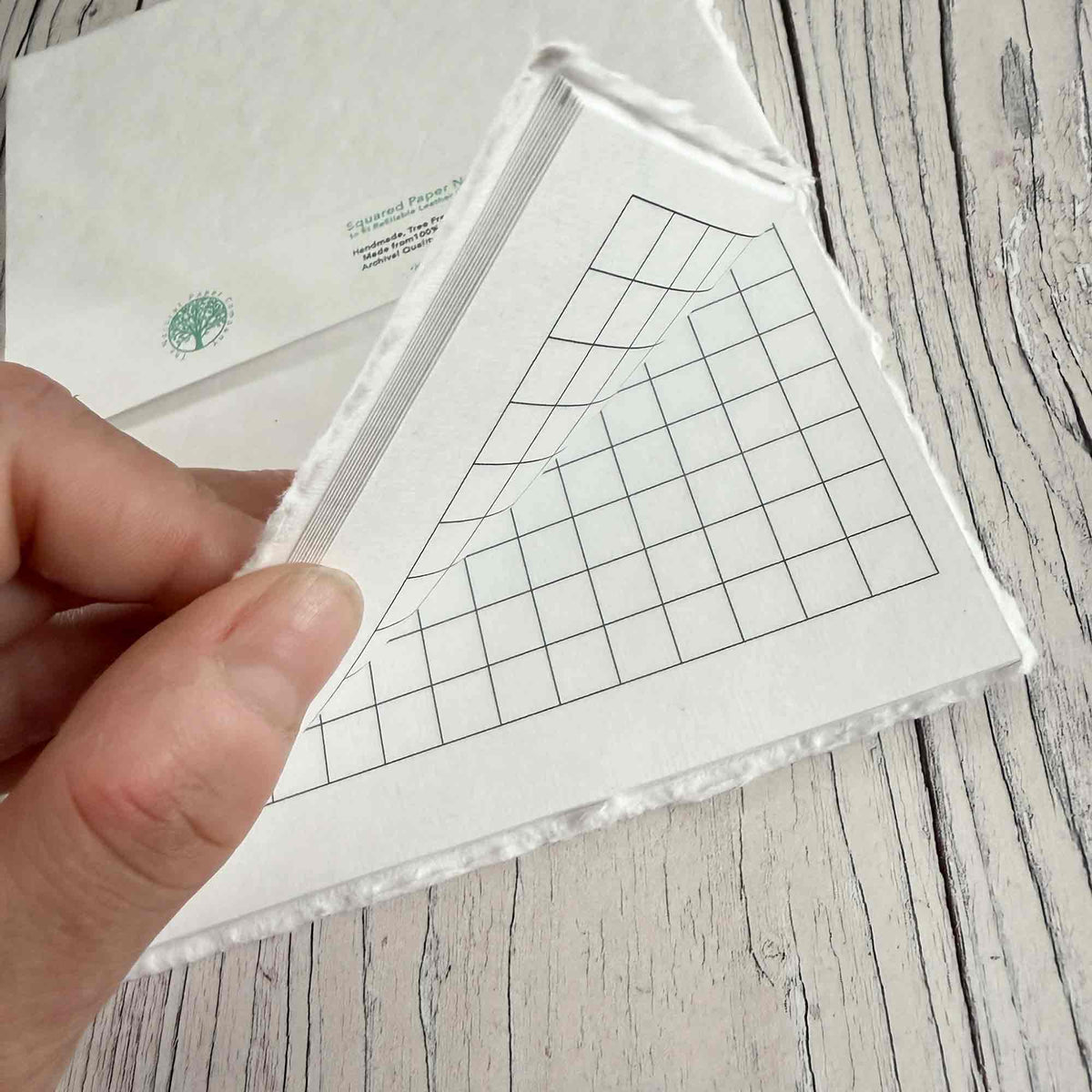 A5 square grid journal insert made from handmade cotton paper for refillable leather notebooks