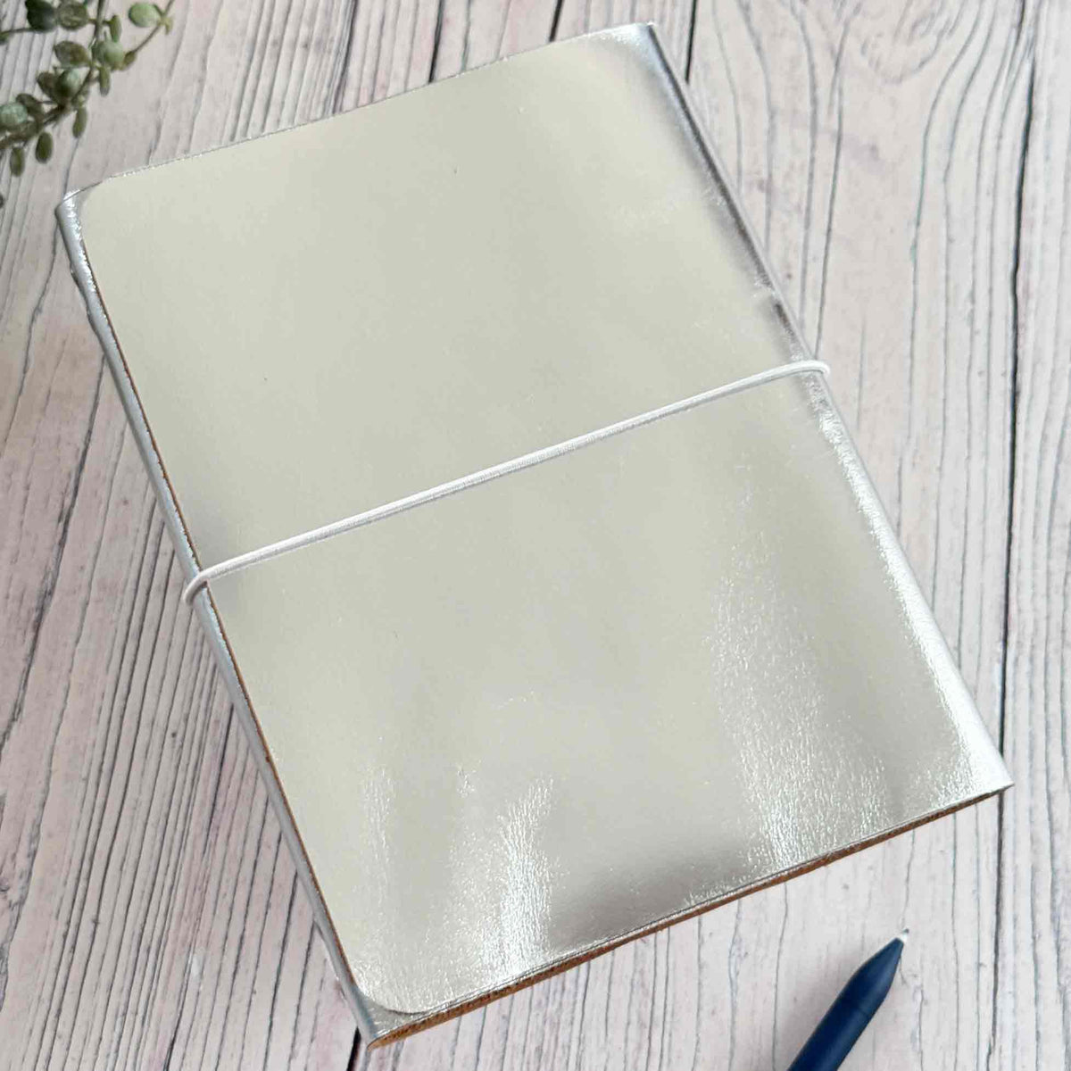 Handmade Refillable Silver Leather Journal – A5 Size