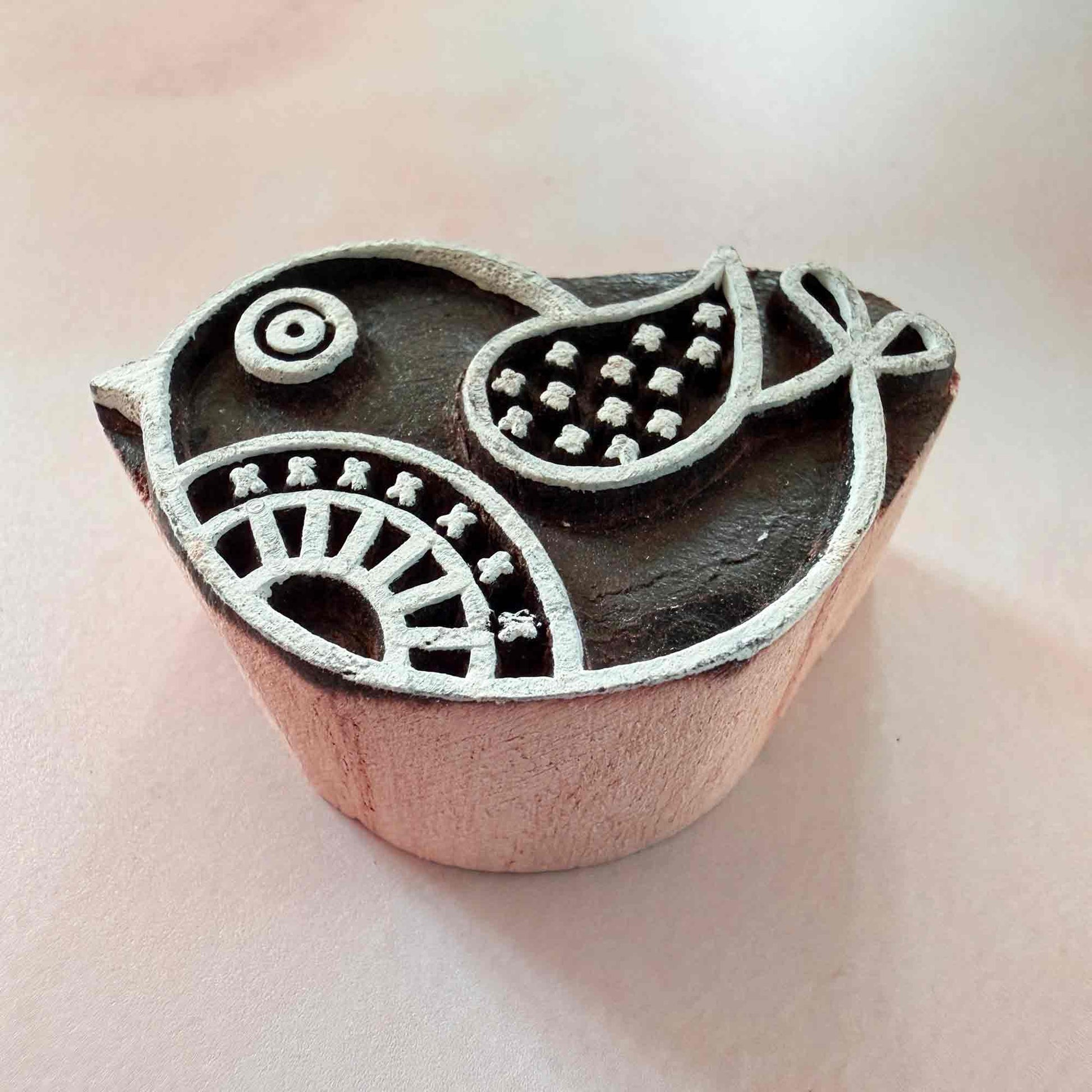 cute bird design wood block stamp