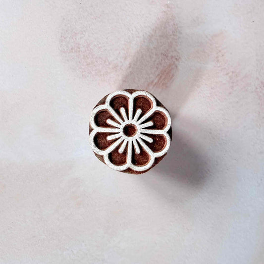 Small flower design indian wood block stamp