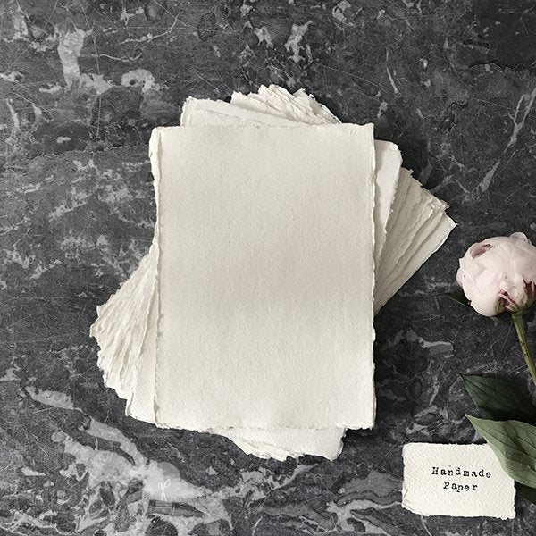 A5 Handmade Card in natural  White with a deckled edge - 320 gsm  thenaturalpapercompany A5 (15cm x 21cm)  