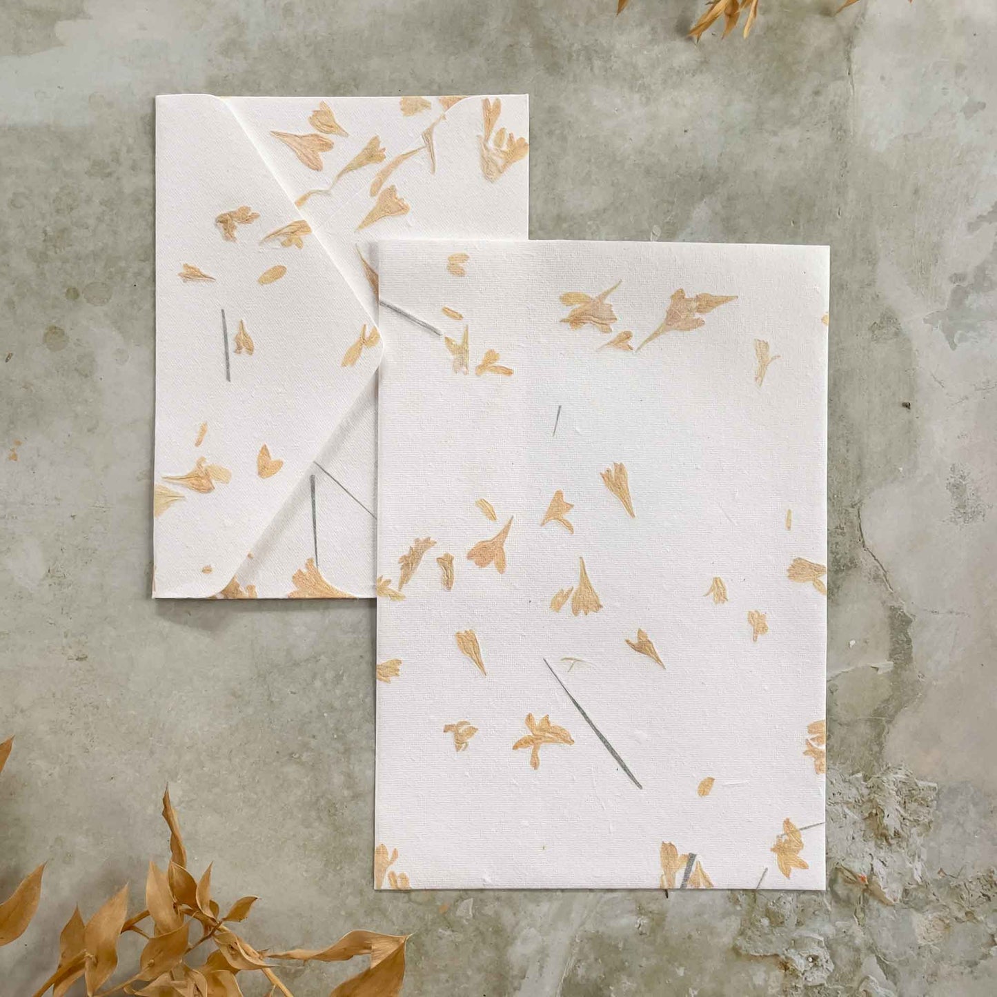 Gaillardia flower handmade paper and envelope letter writing set by The Natural Paper Company