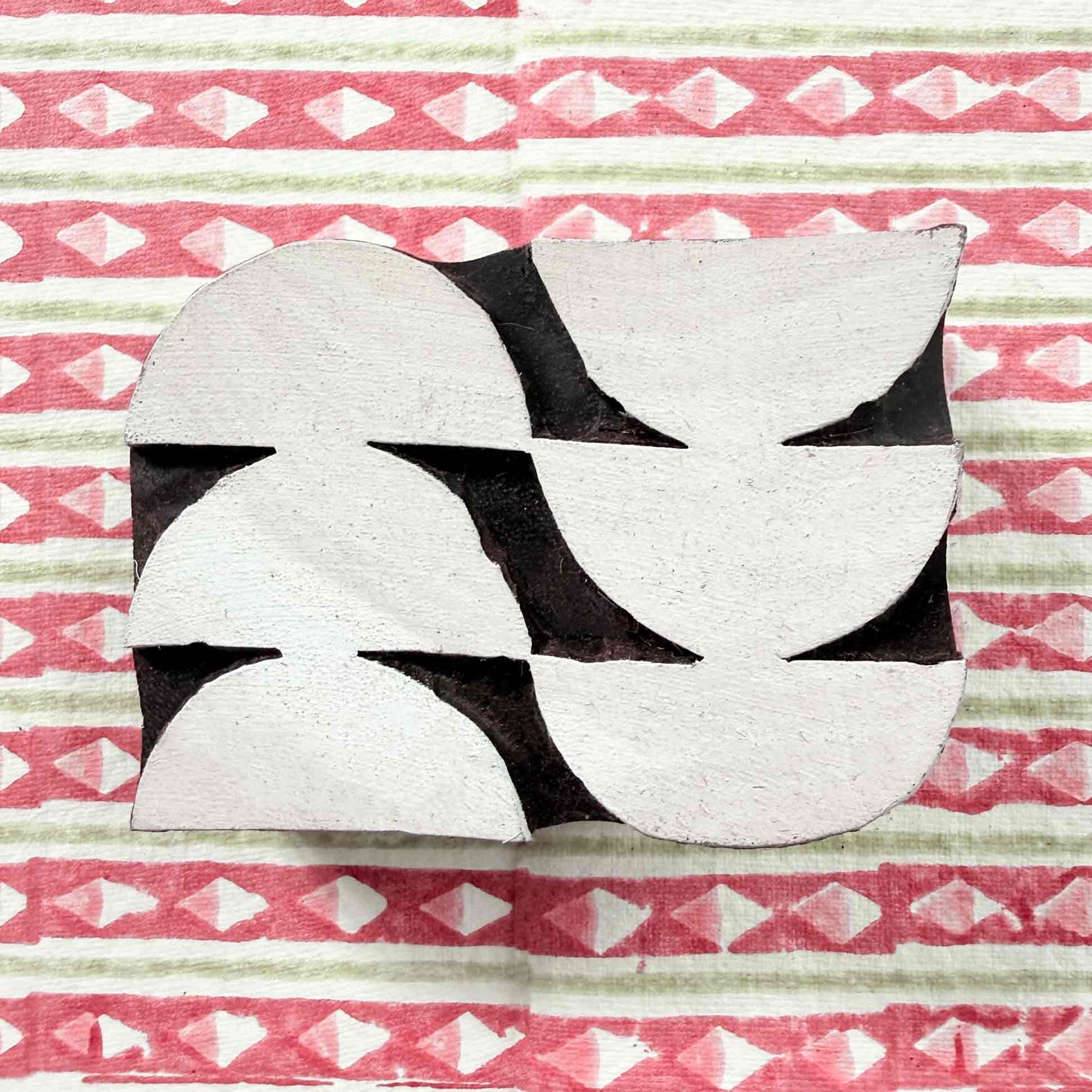 Harmony wooden stamp — traditional hand-carved printing block on block printed fabric