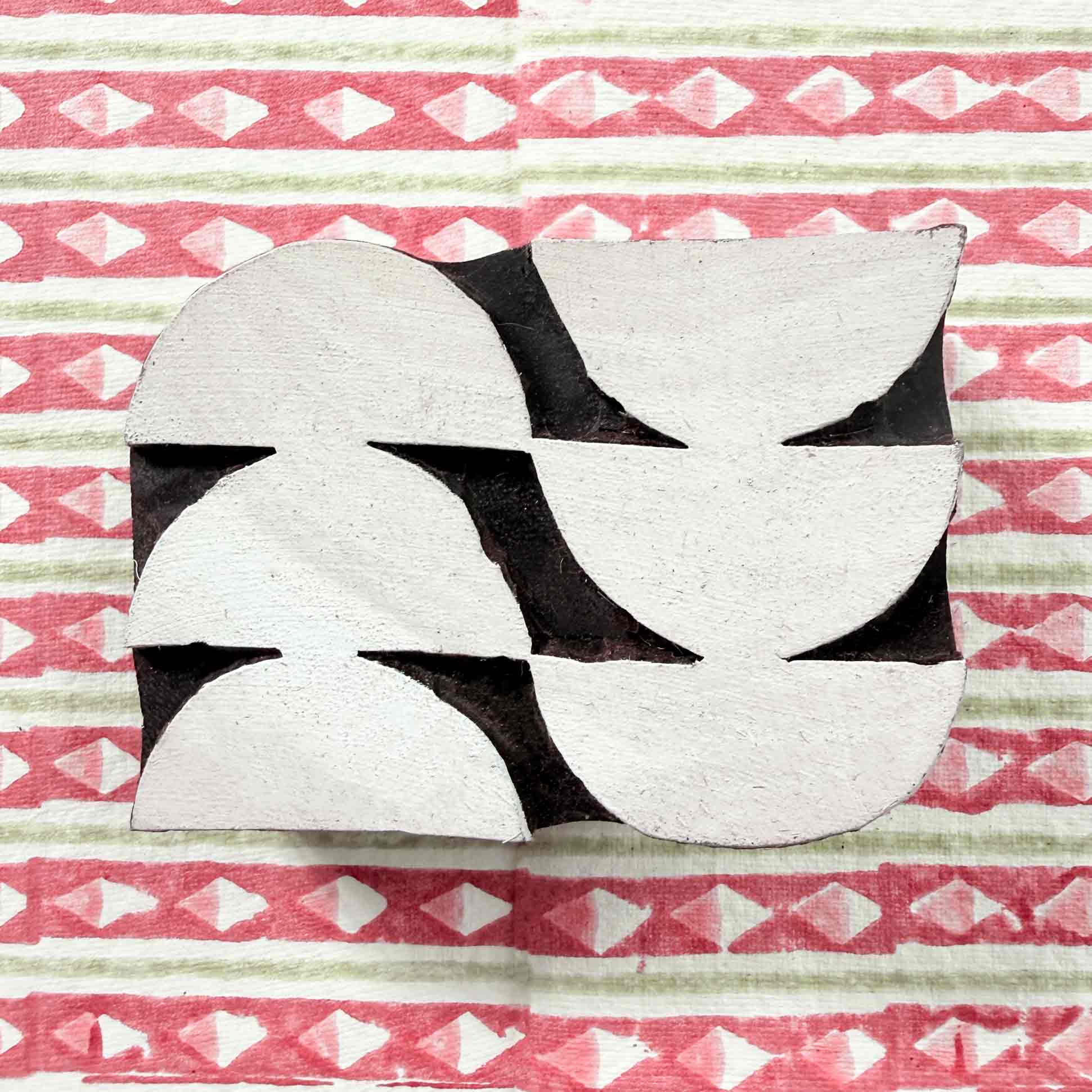 Harmony wooden stamp — traditional hand-carved printing block on block printed fabric