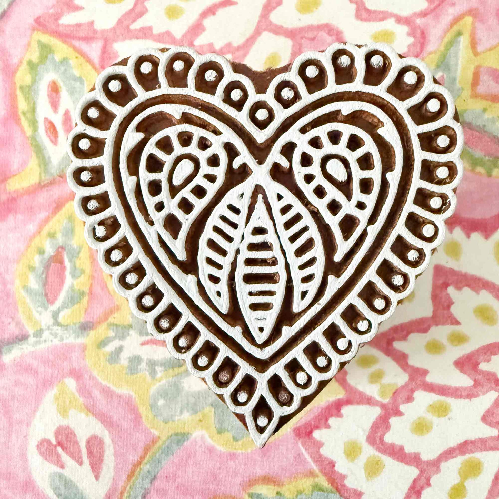 heart pattern wooden stamp
