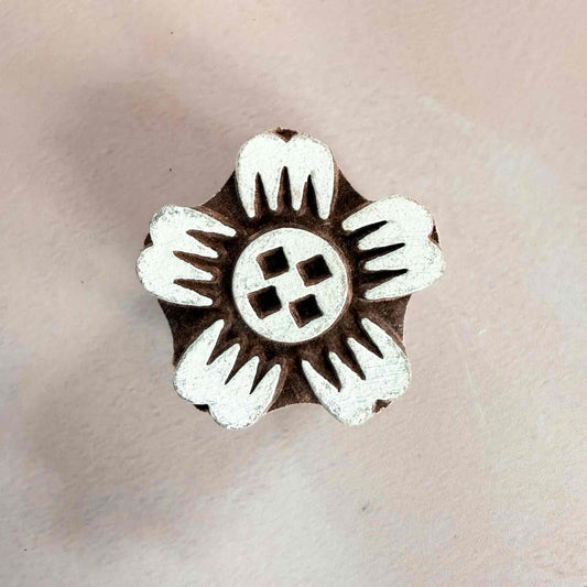 Cute flower wood block stamp hand made in India.  Decorative stamp for card making and crafts