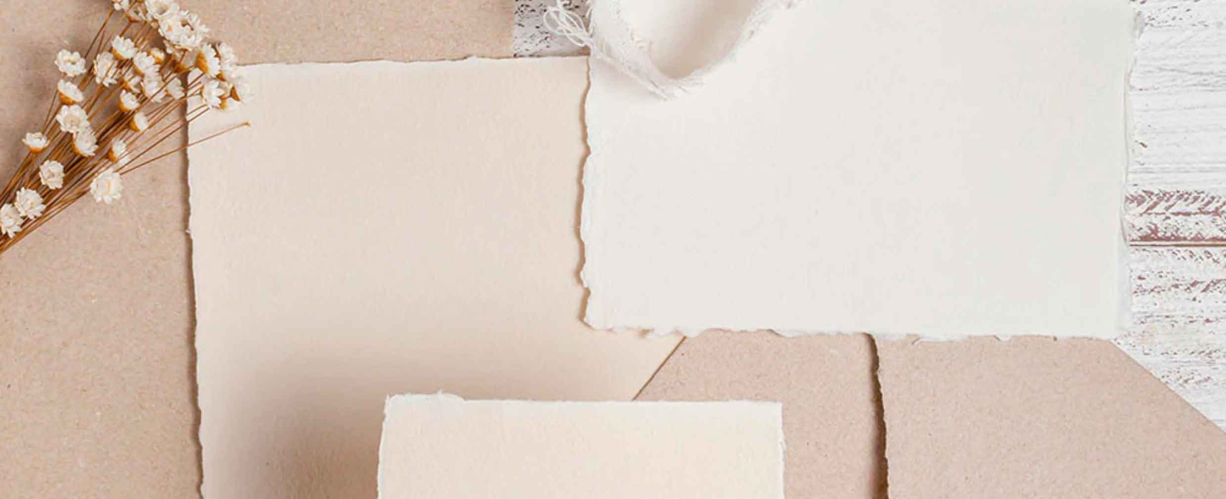 Handmade Paper with a deckled edge.  Made from recycled cotton rag.  Available in a variety of colours including ivory, blush, pink and natural