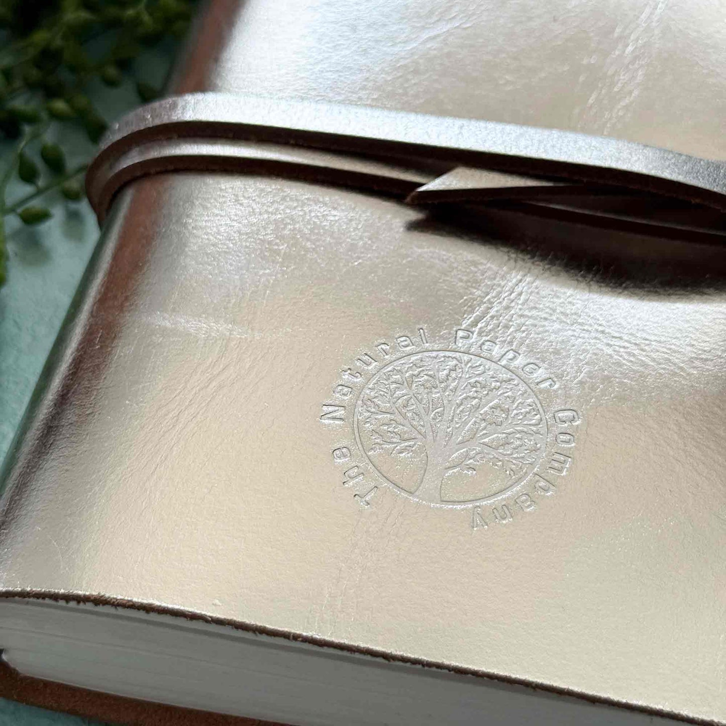 handmade silver leather journal with custom branding