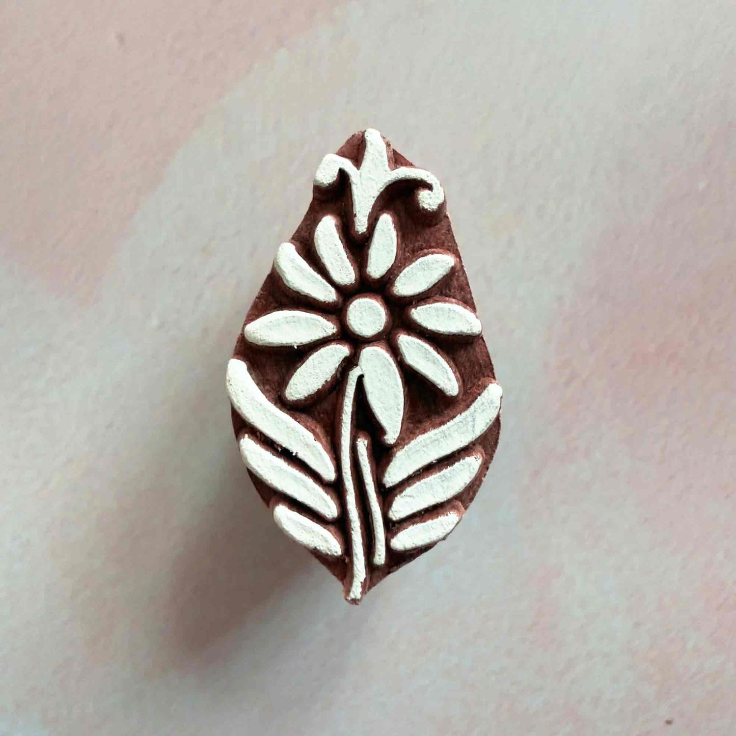 pretty floral wood block stamp.  Small wooden stamp with a pretty flower design