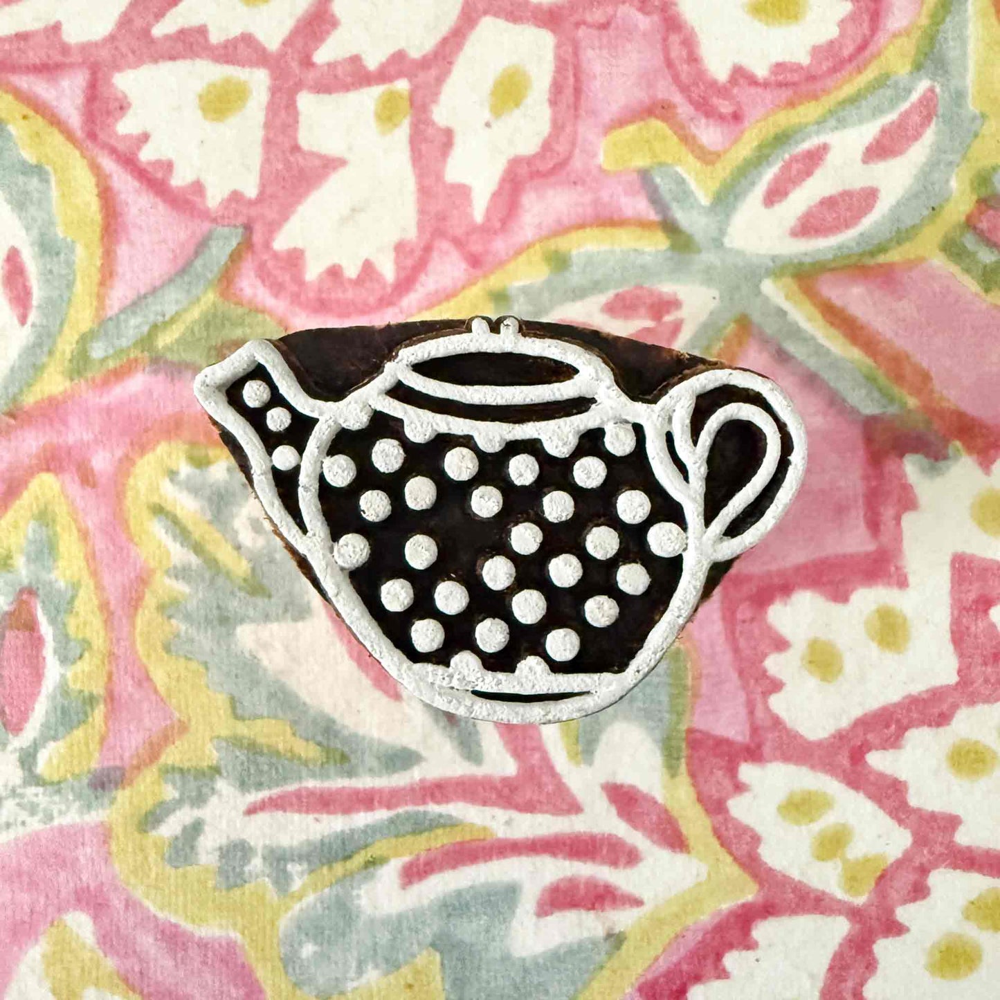 teapot design wooden stamp
