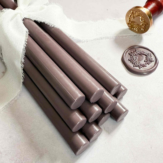 Buy dark mocha mousse colour sealing wax sticks to make eco friendly wax seals.