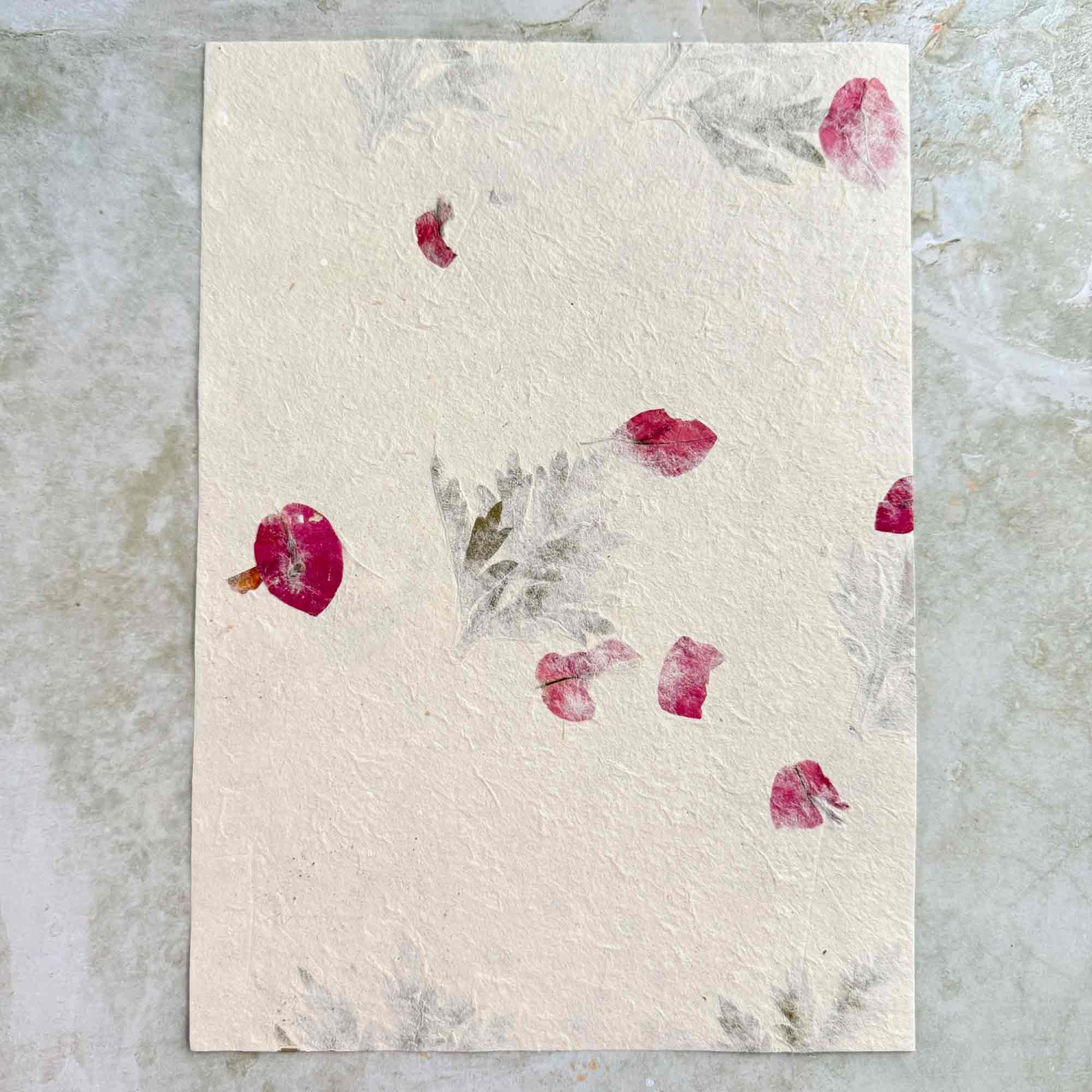 A4 handmade lokta paper with dried flowers