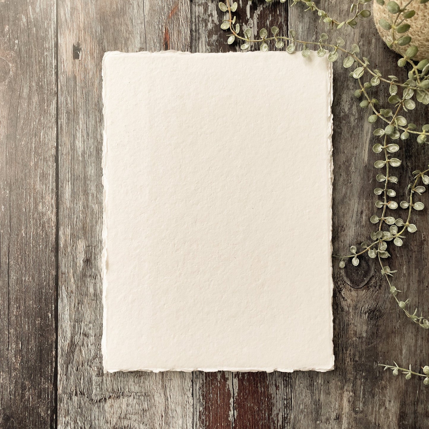 Recycled handmade paper in white.  Large sheets of handmade cotton rag paper with a deckled edge.  Suitable for watercolour painting.  Acid free and vegan paper.  By The Natural paper Company