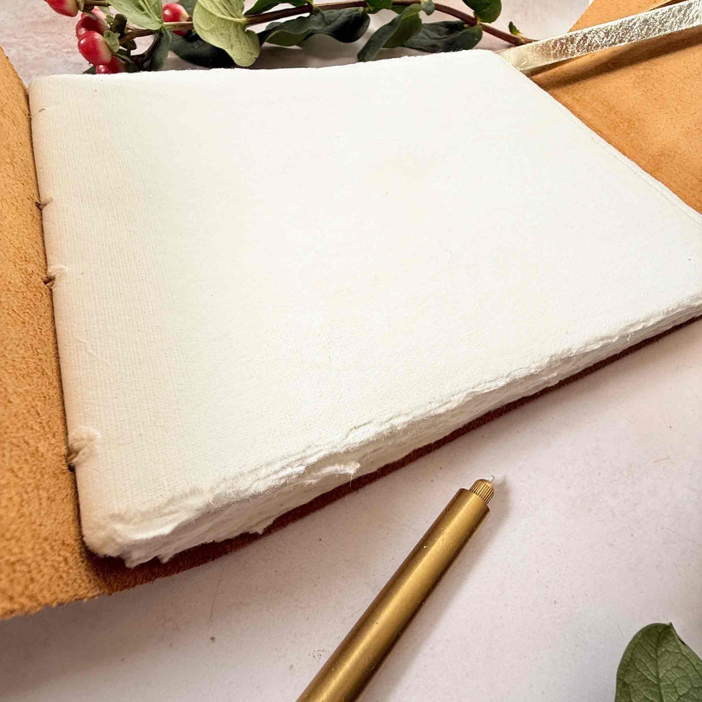 handmade leather journal with cotton rag pages