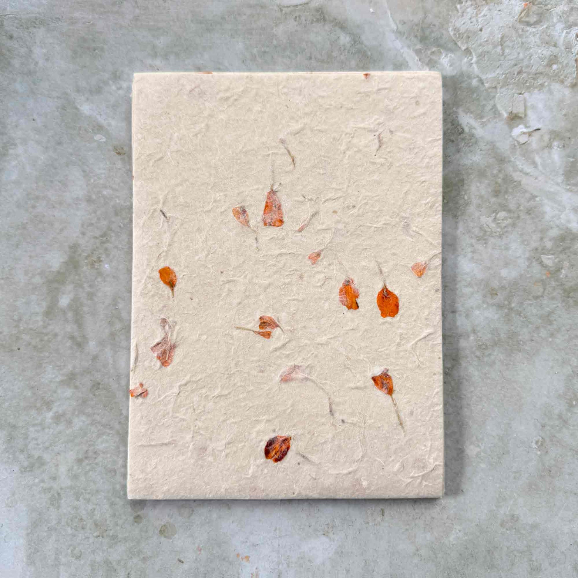 A5 sheets of handmade nepali paper with marigold flowers