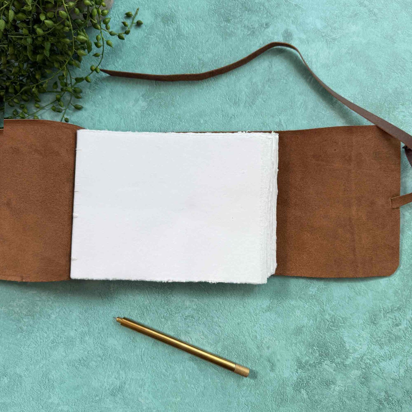 A5 landscape leather journal in brown