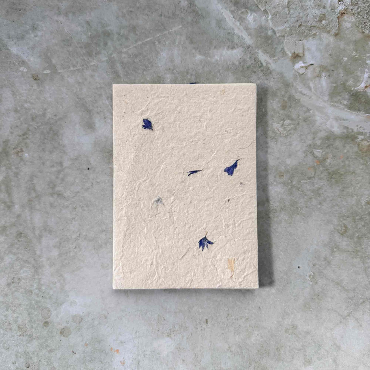 a6 card made from handmade lokta paper with cornflowers
