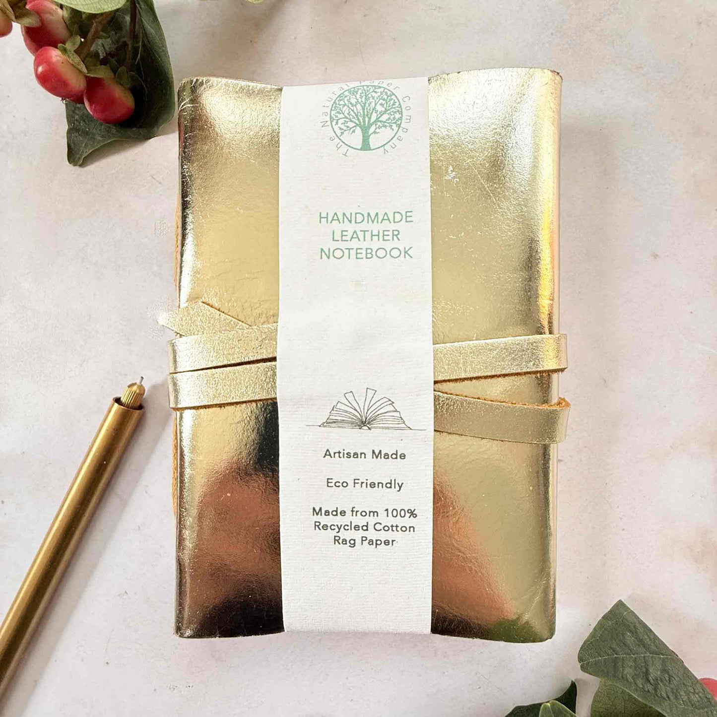 a6 metallic gold leather notebook