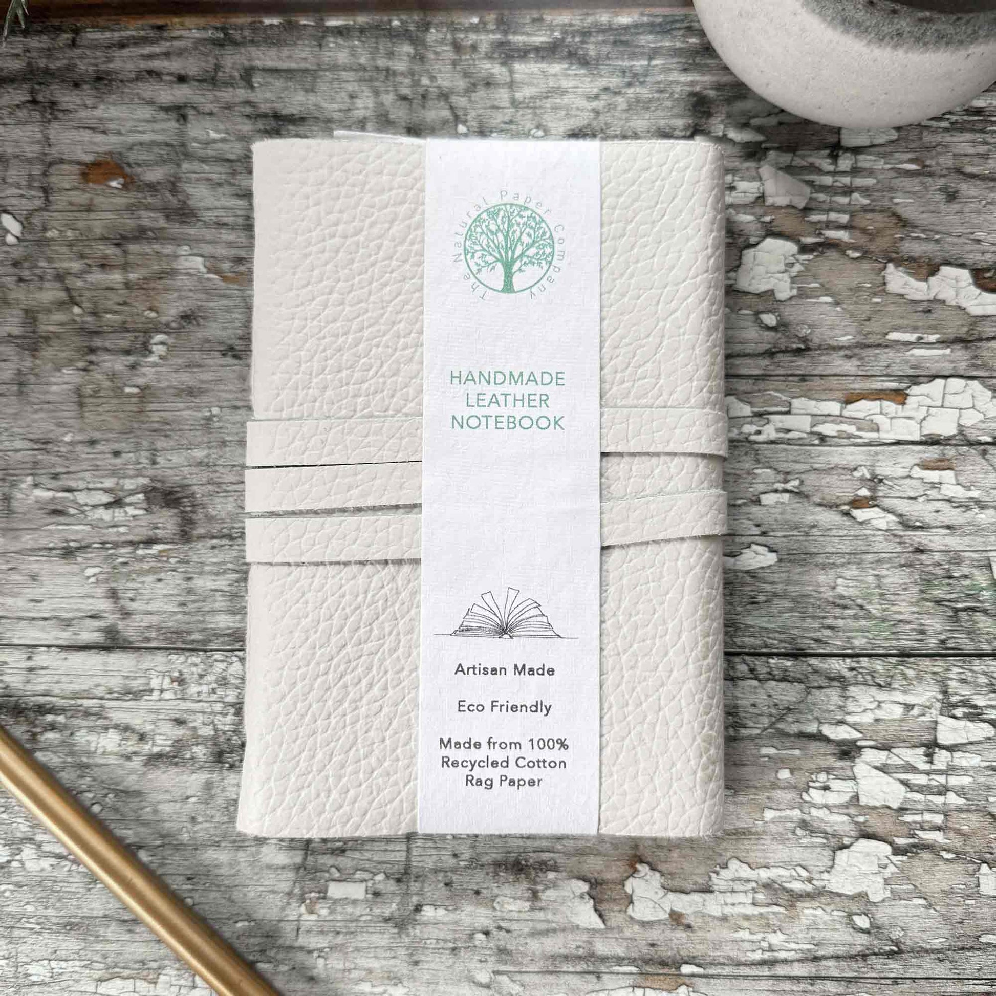 small leather journal.  Handmade from cream leather