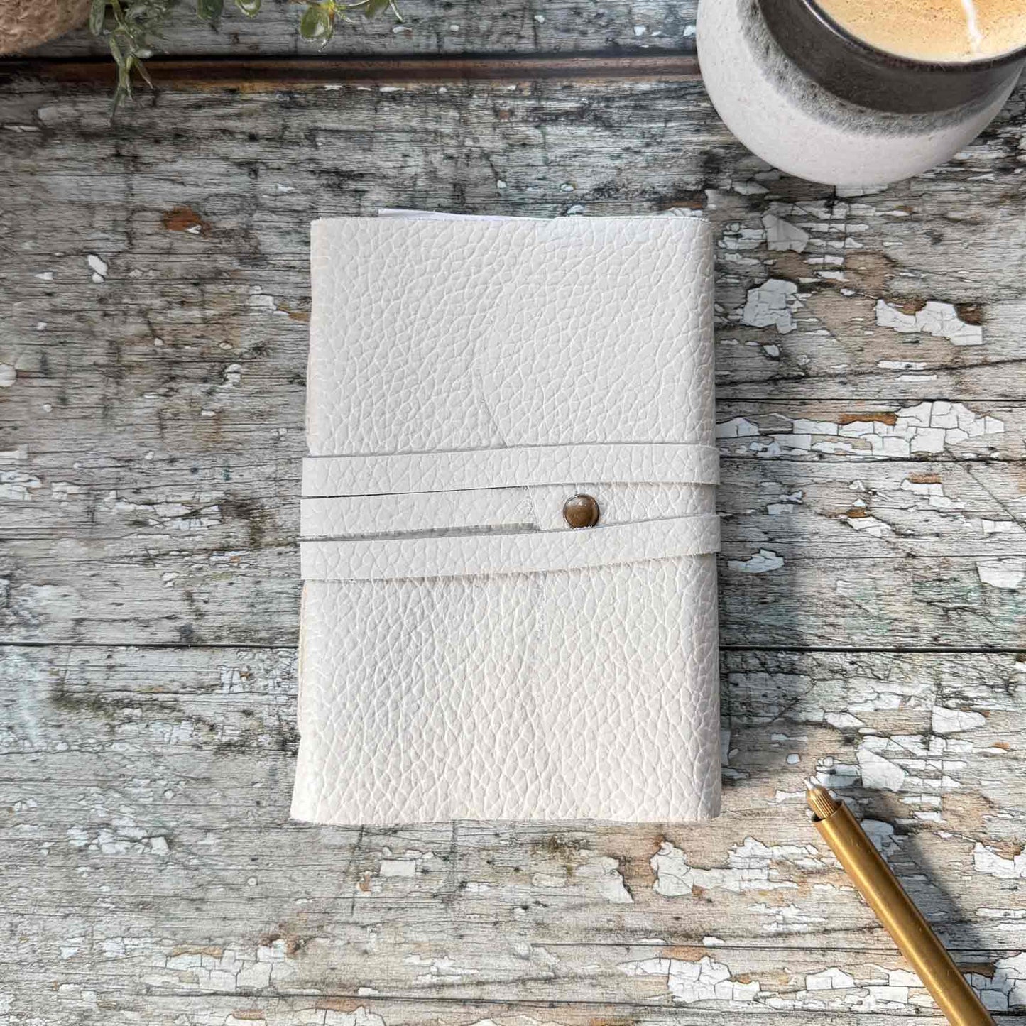 handmade a6 cream leather notebook 