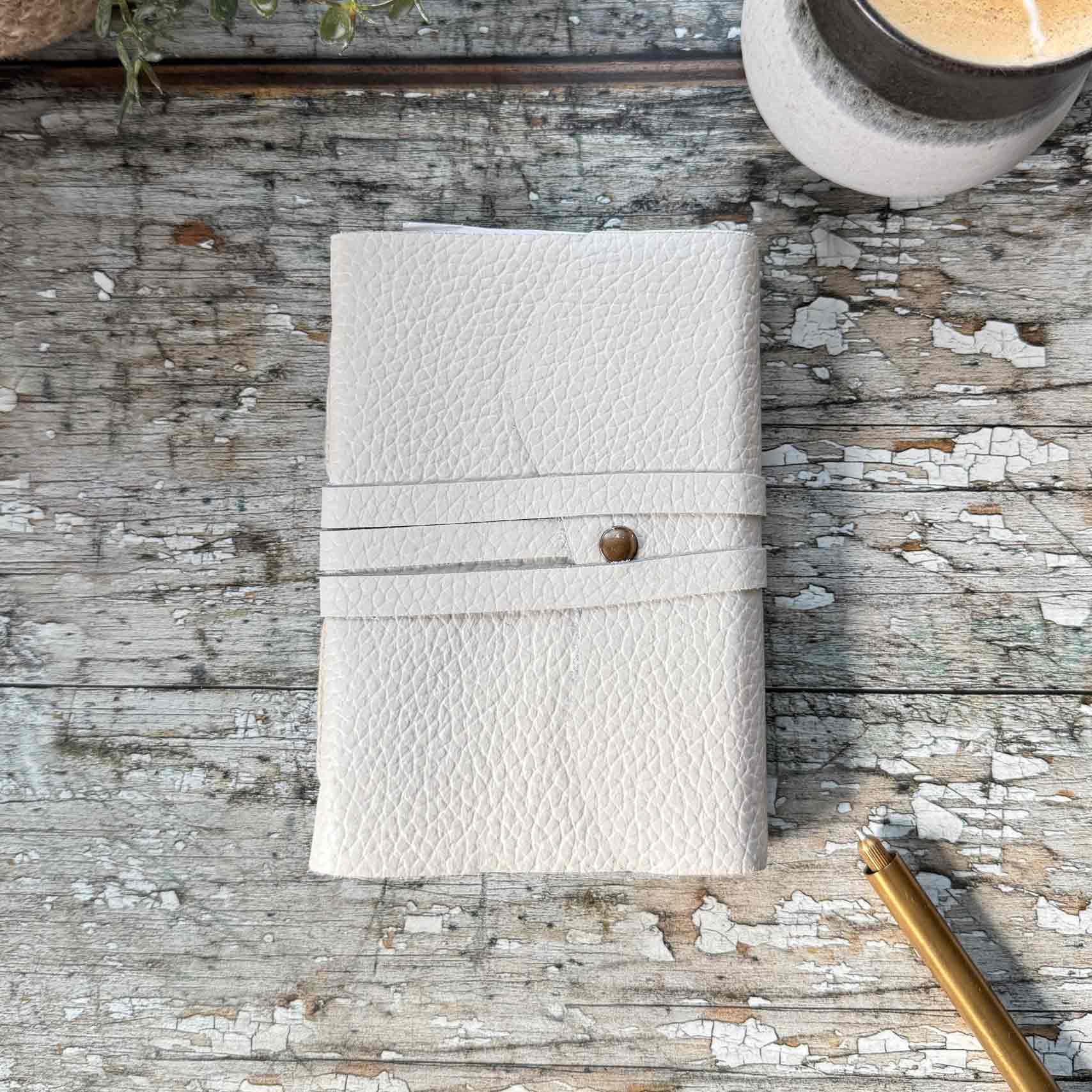 handmade a6 cream leather notebook 