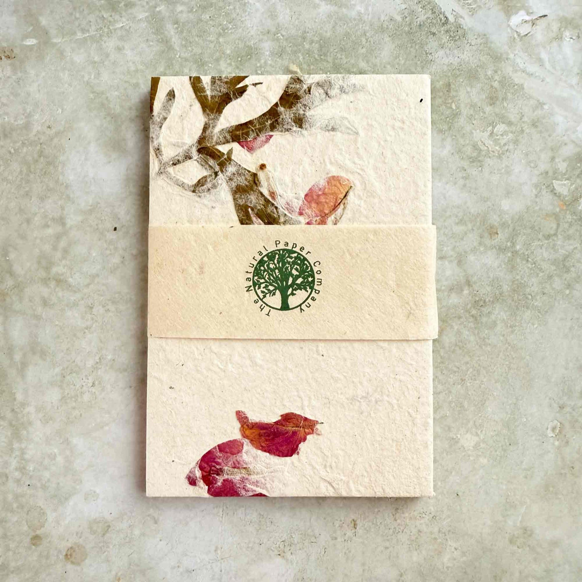 handmade lokta paper with dried flowers and petals