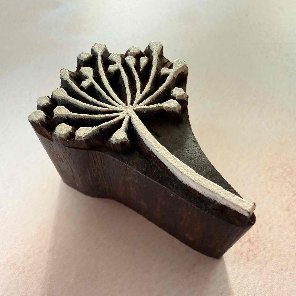 Ammi Indian Wood Block Stamp with delicate botanical flower design