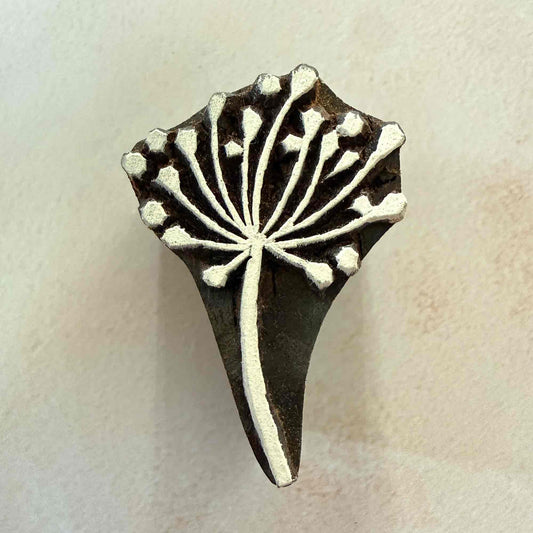 Hand-carved Ammi botanical wooden stamp for fabric and paper printing