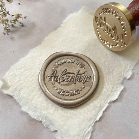 And so the adventure begins wax seal stamp for wedding invitations.  By The Natural Paper Company