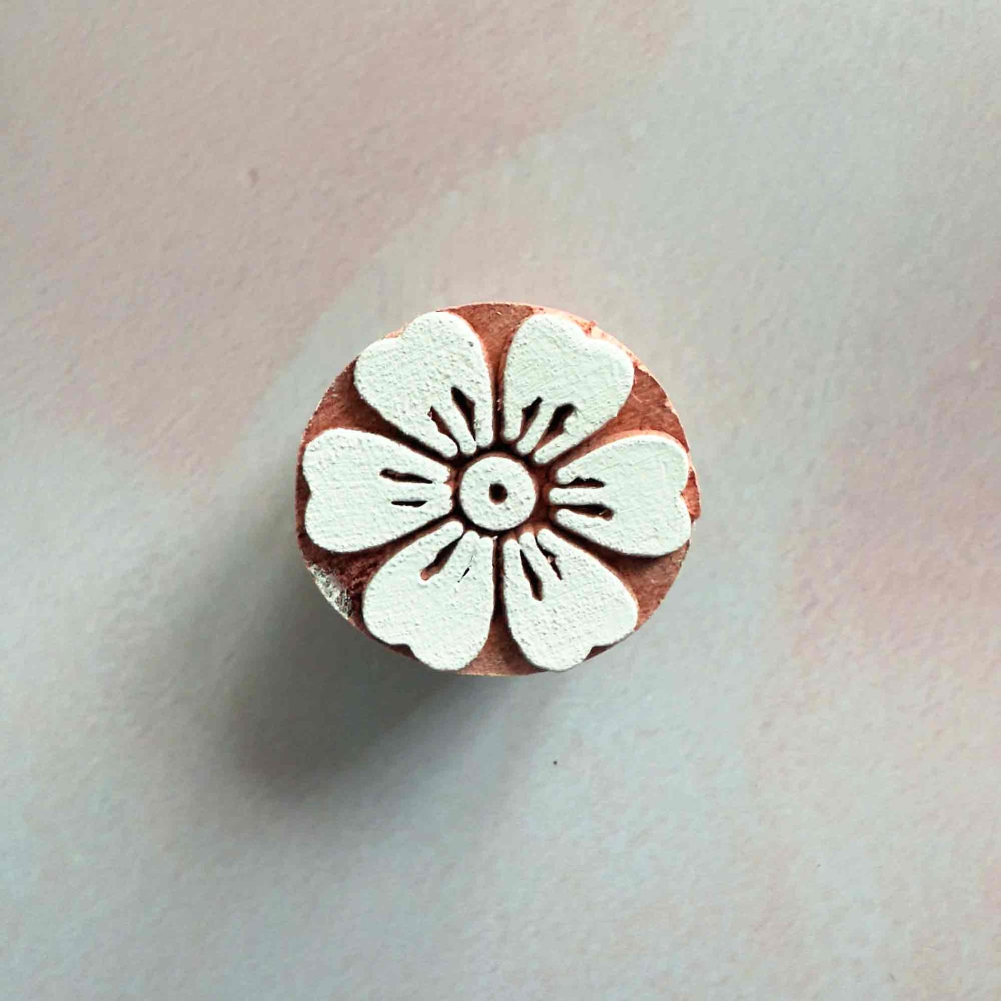 anemone wood block stamp.  Small flower pattern stamp for decorating cards, gift wrapping and fabric.