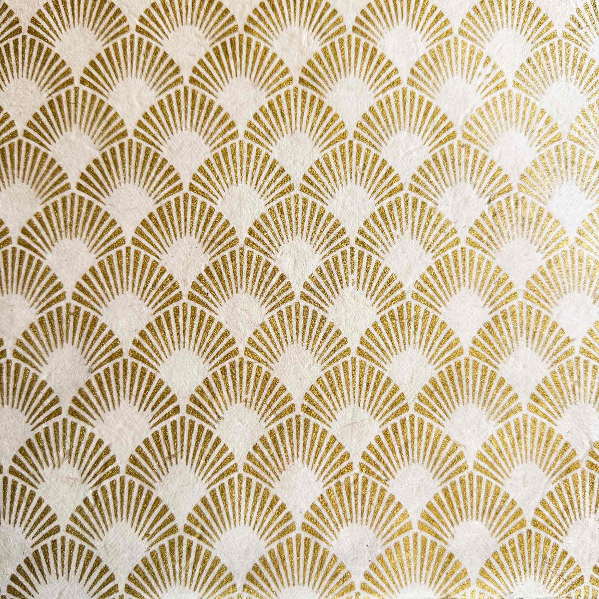 art deco style screen printed gift wrap made from lokta paper