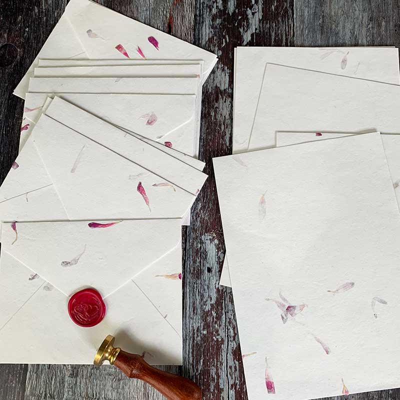 Aster - Floral Handmade Paper and Envelope Set Stationery thenaturalpapercompany   