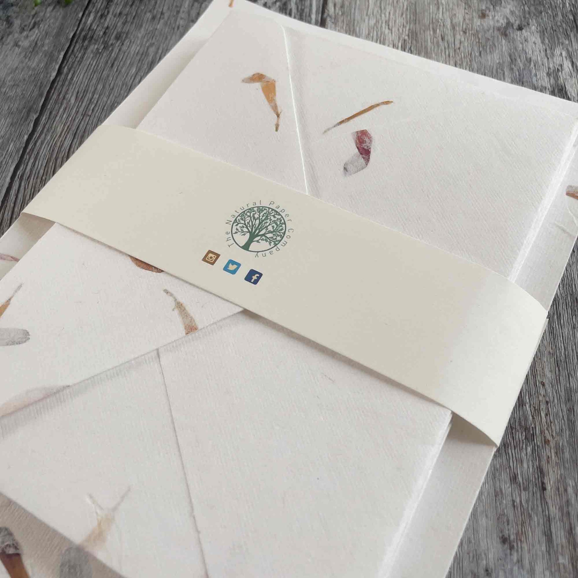 Aster flower paper and envelopes.  Handmade letter writing set by The Natural Paper Company