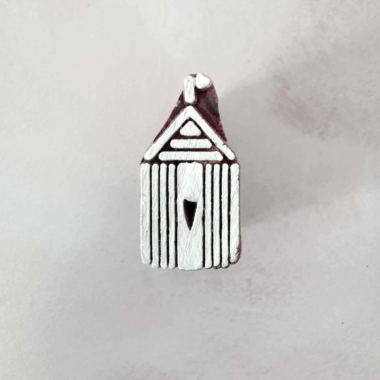 Beach Hut design wood block stamp