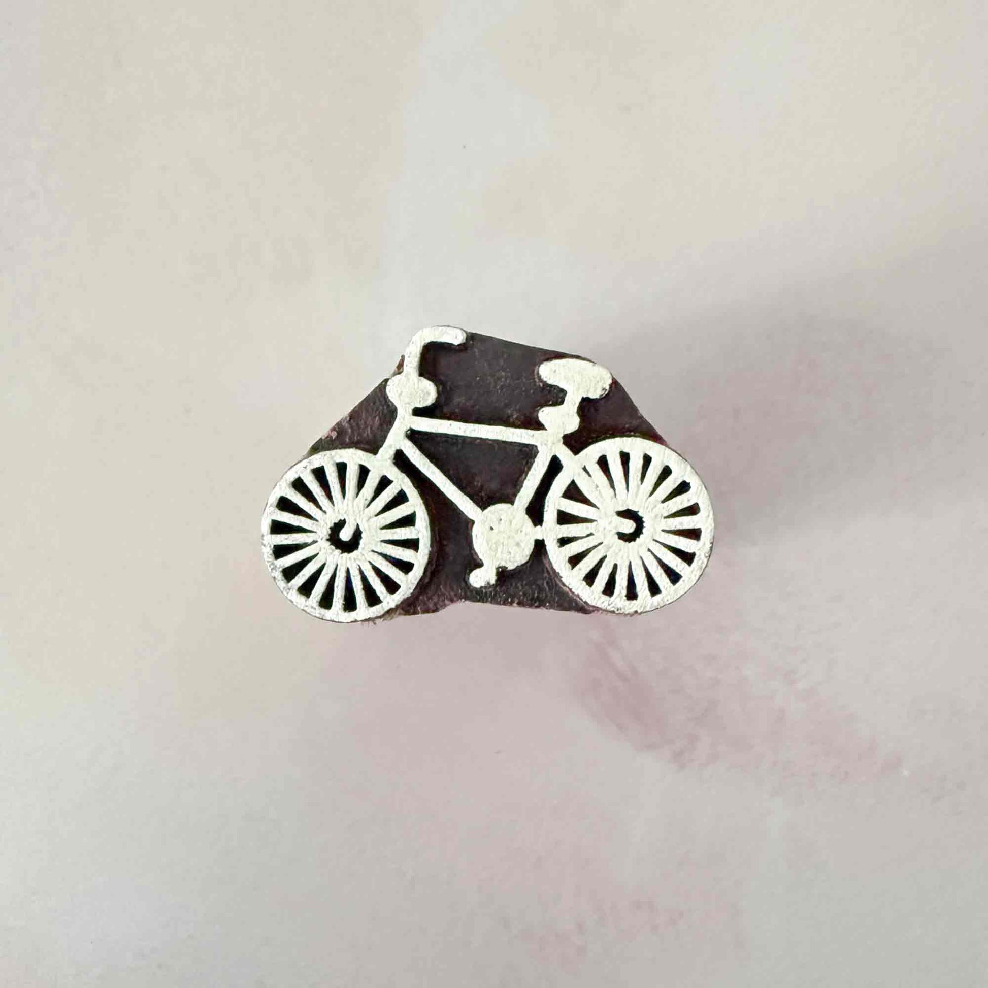 bicycle design wood block stamp for printing