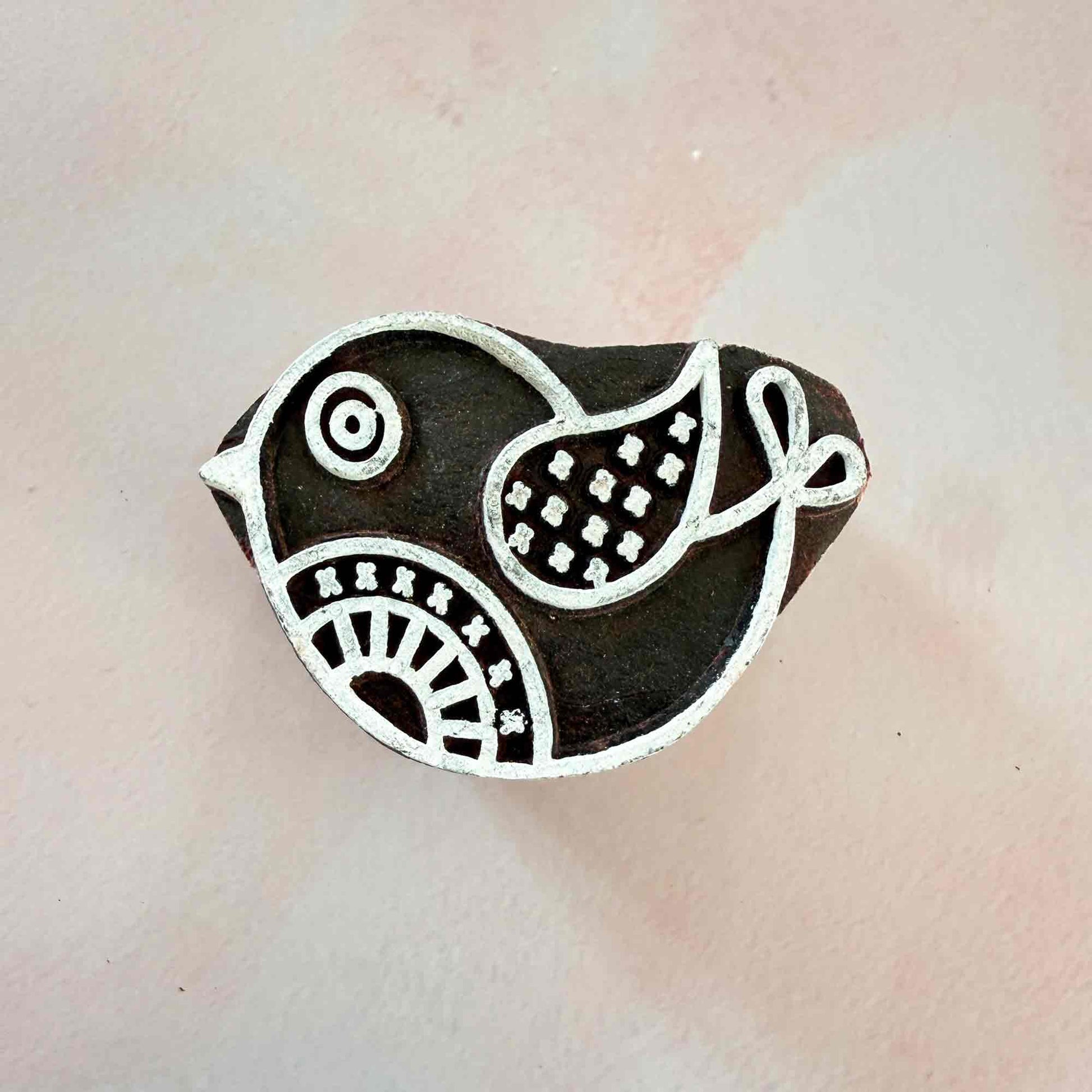retro bird design wooden stamp
