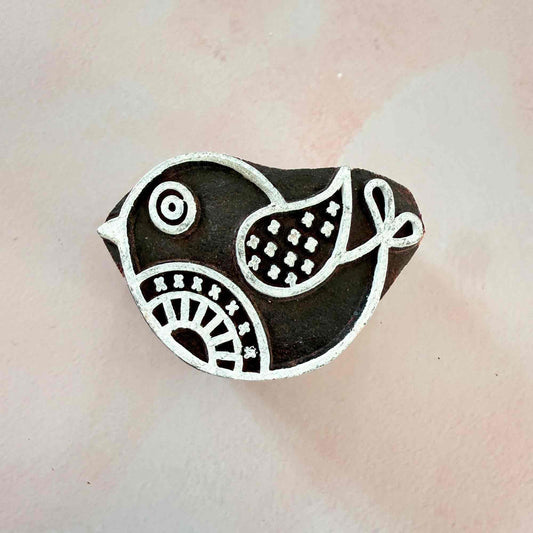 retro bird design wooden stamp
