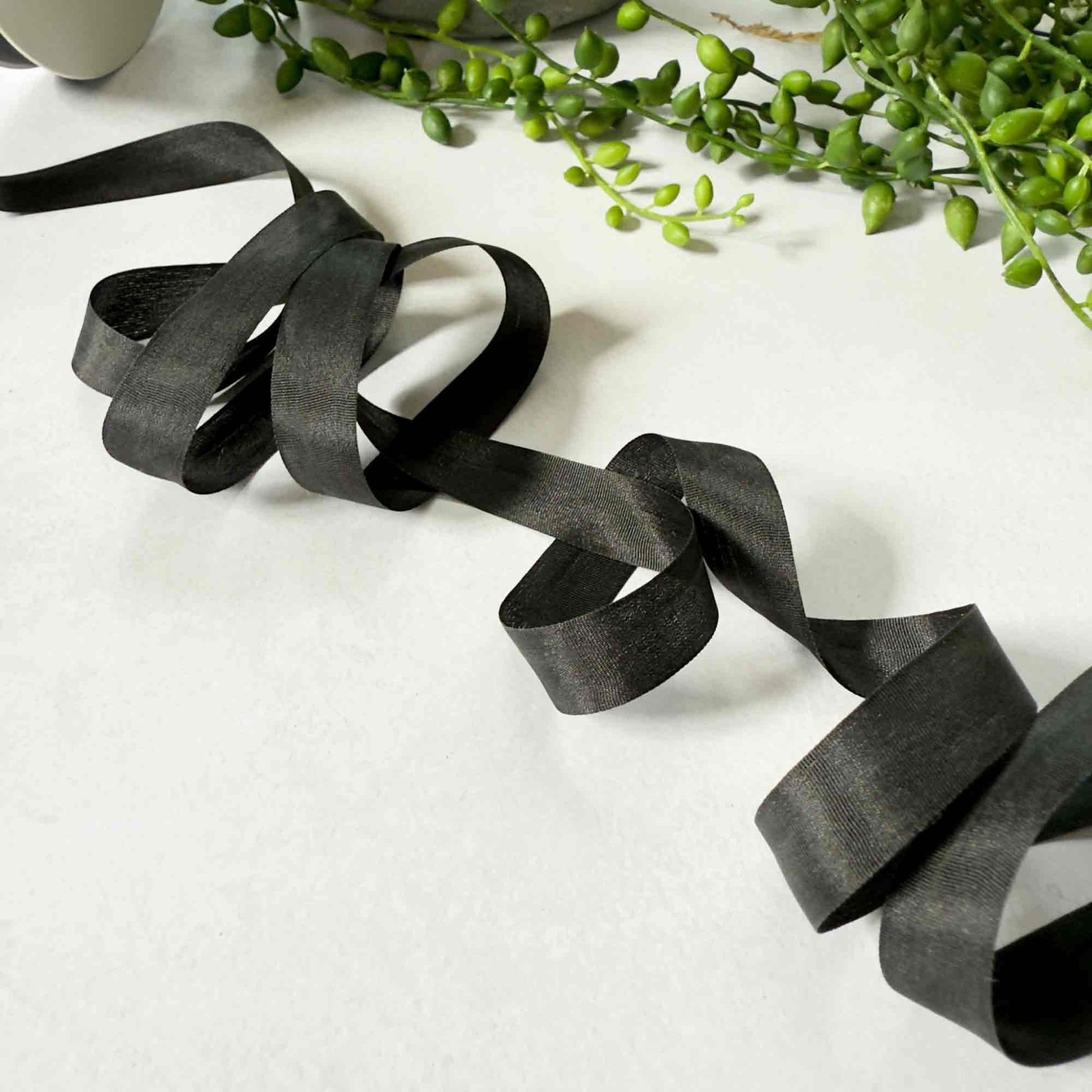 narrow silk ribbon in black