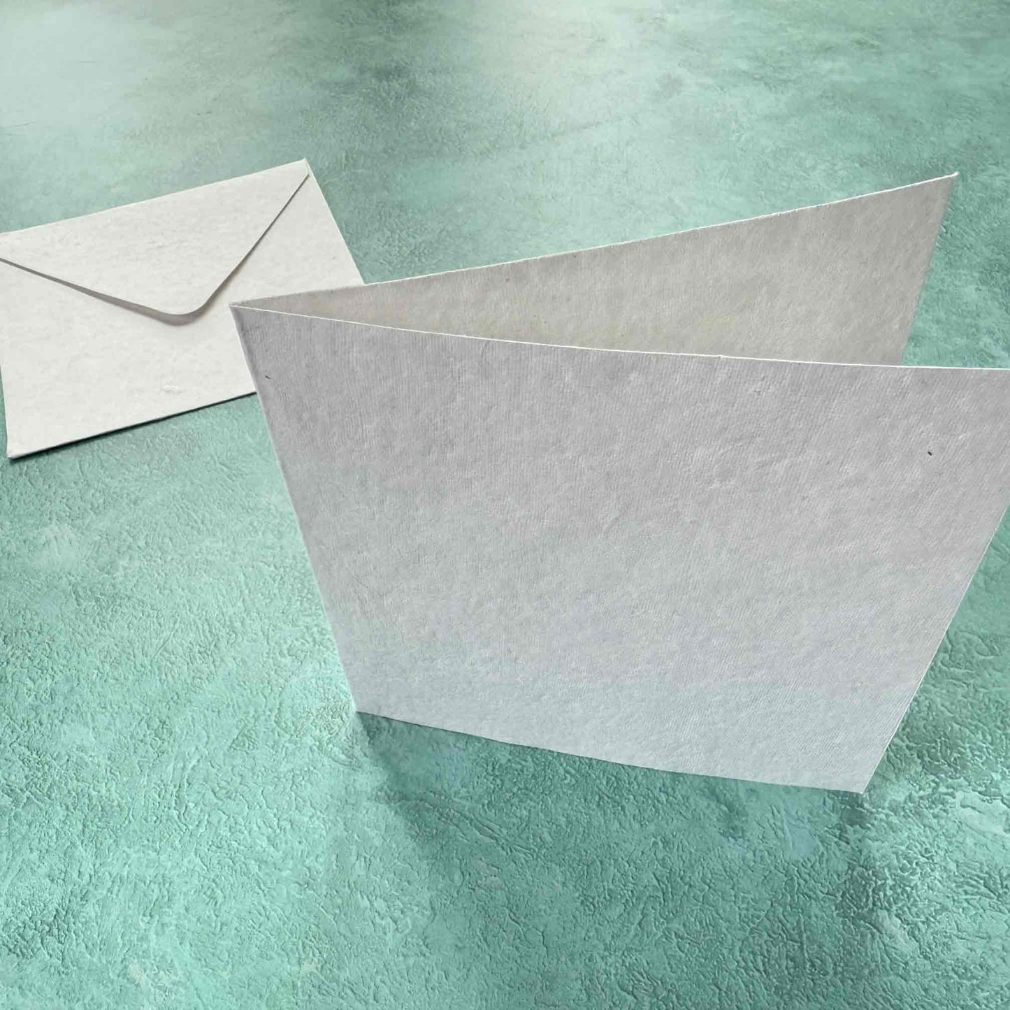 blank card and envelope set made from white recycled cotton rag fibres