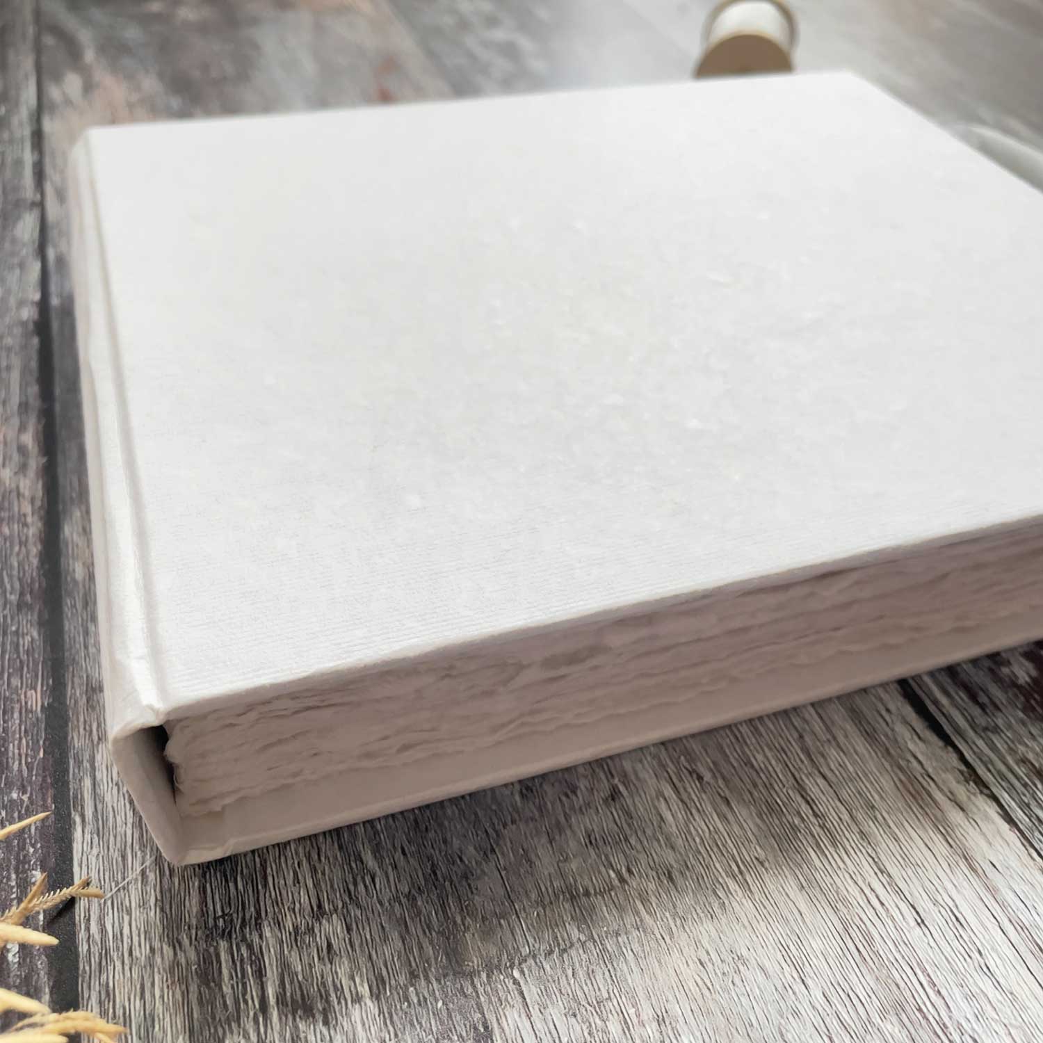 Blank white book made from handmade paper.   Blank book with 100 pages.  By The Natural Paper Company