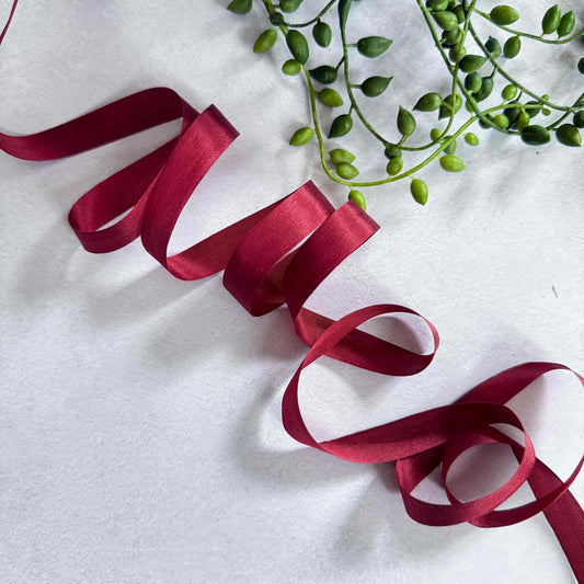 narrow burgundy silk ribbon