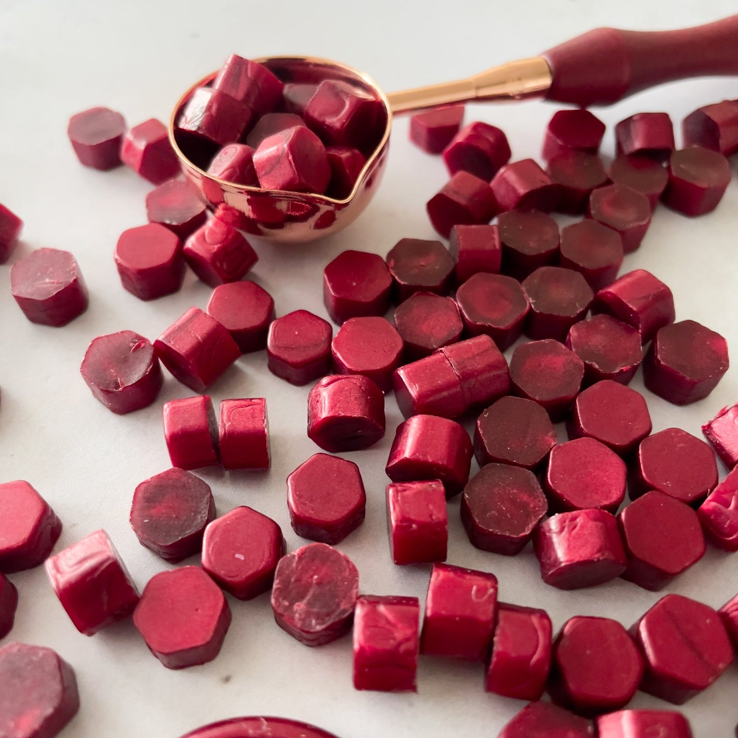 Sealing wax in Burgundy.  Eco friendly sealing wax beads to use with a melting spoon and stamp.  by The Natural Paper Company