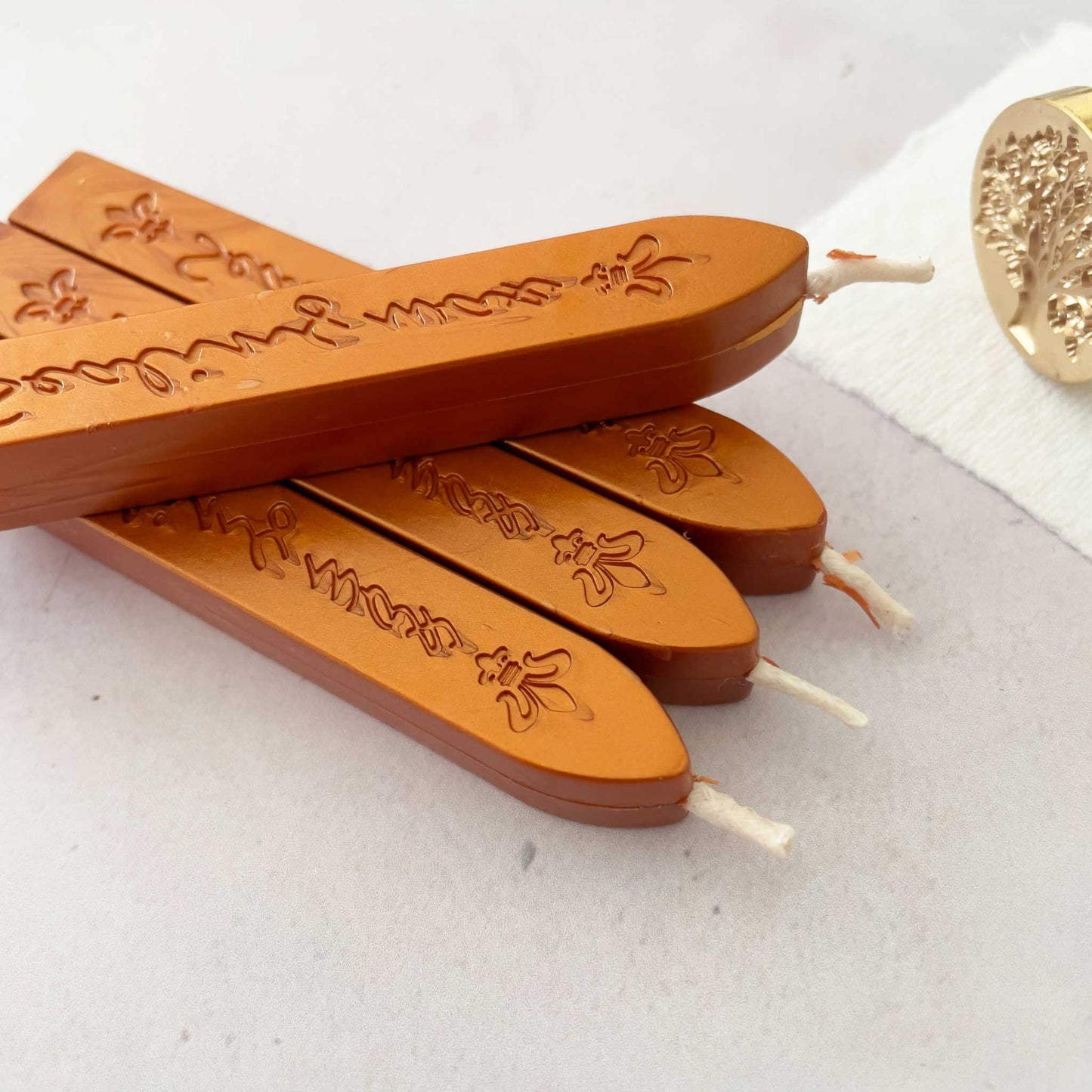 Burnt Orange Sealing Wax Stick with Wick sealing wax thenaturalpapercompany   