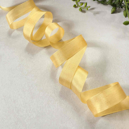 Narrow Silk Ribbon in a Lemon Yellow Colour