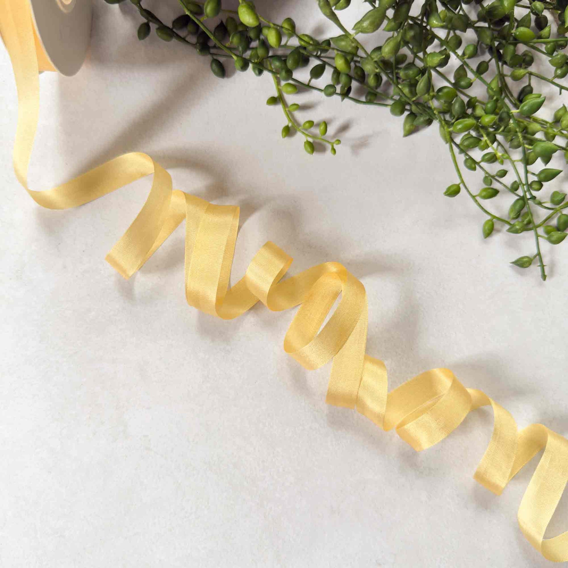 lemon yellow silk ribbon for place cards and tags