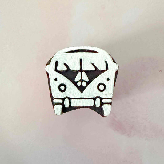 Wooden stamp with a camper van design