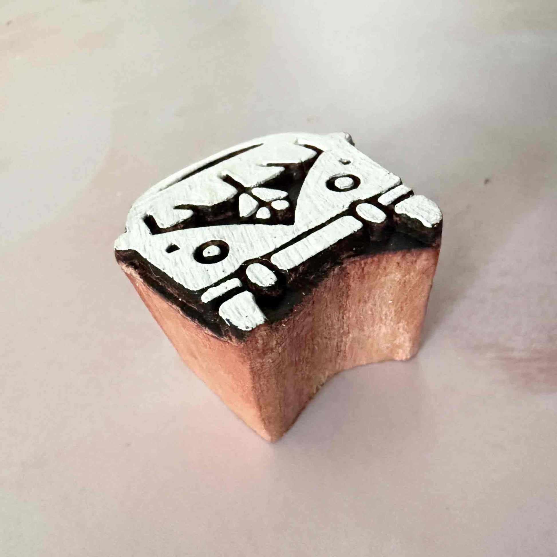 VW Camper Van design stamp made from wood