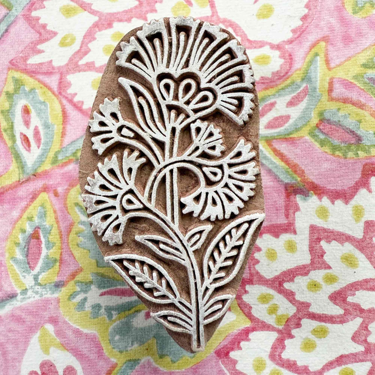 flower pattern wood block stamp for printing, stamping and print making