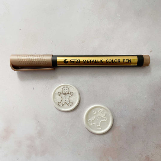 Wax seal highlighter pen in Champagne Gold.  Metallic marker to add detail to wax seals. By The Natural Paper Company