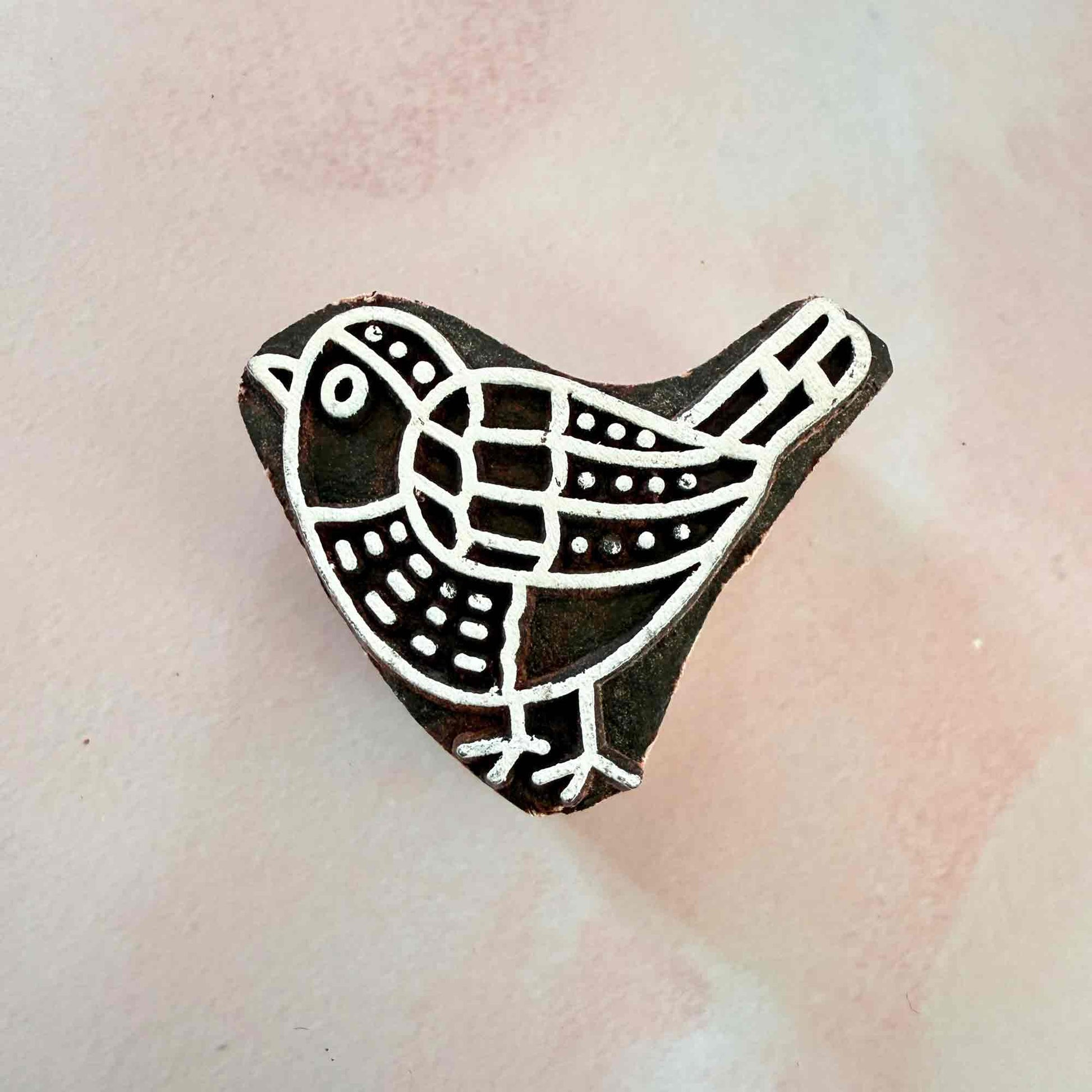 Wooden stamp with bird design